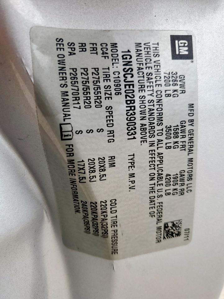 2011 Chevrolet Suburban C1500 Lt VIN: 1GNSCJE02BR390331 Lot: 68416815