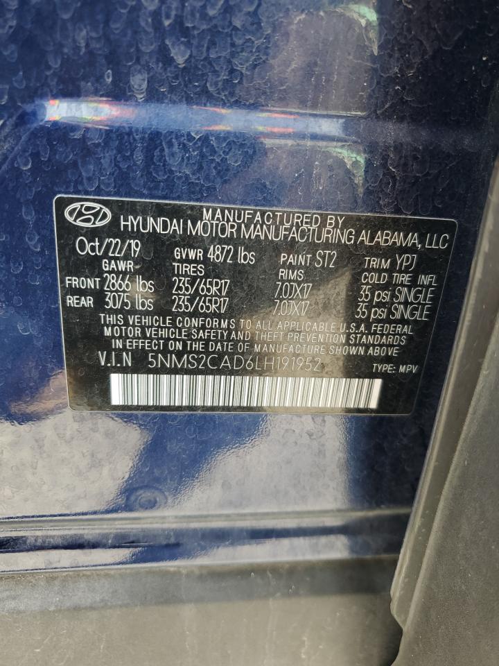 2020 Hyundai Santa Fe Se VIN: 5NMS2CAD6LH191952 Lot: 70440855