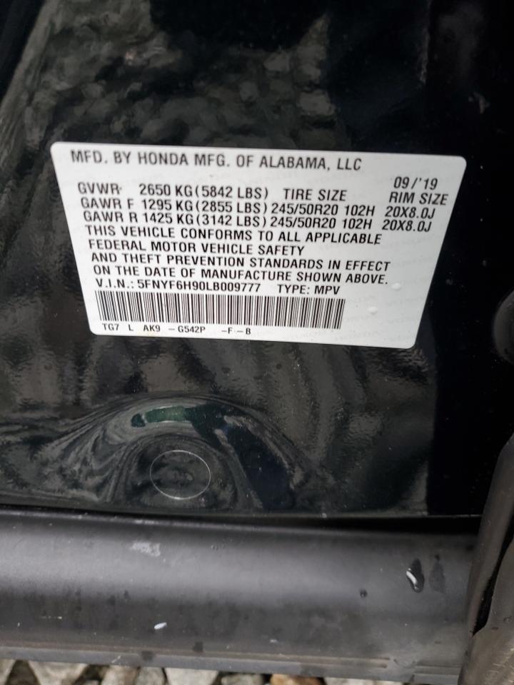 2020 Honda Pilot Touring VIN: 5FNYF6H90LB009777 Lot: 69820525