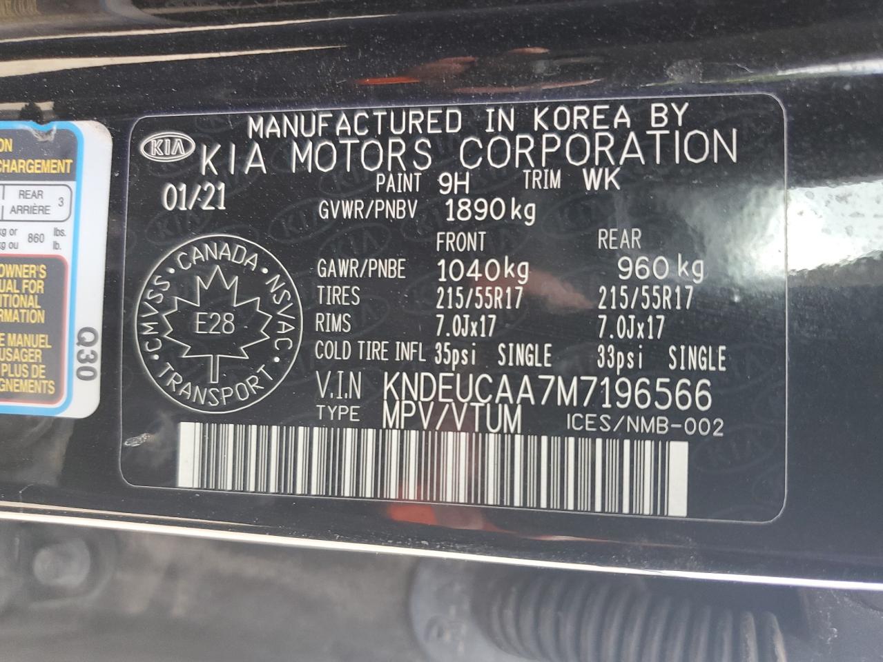 2021 Kia Seltos S VIN: KNDEUCAA7M7196566 Lot: 68480735