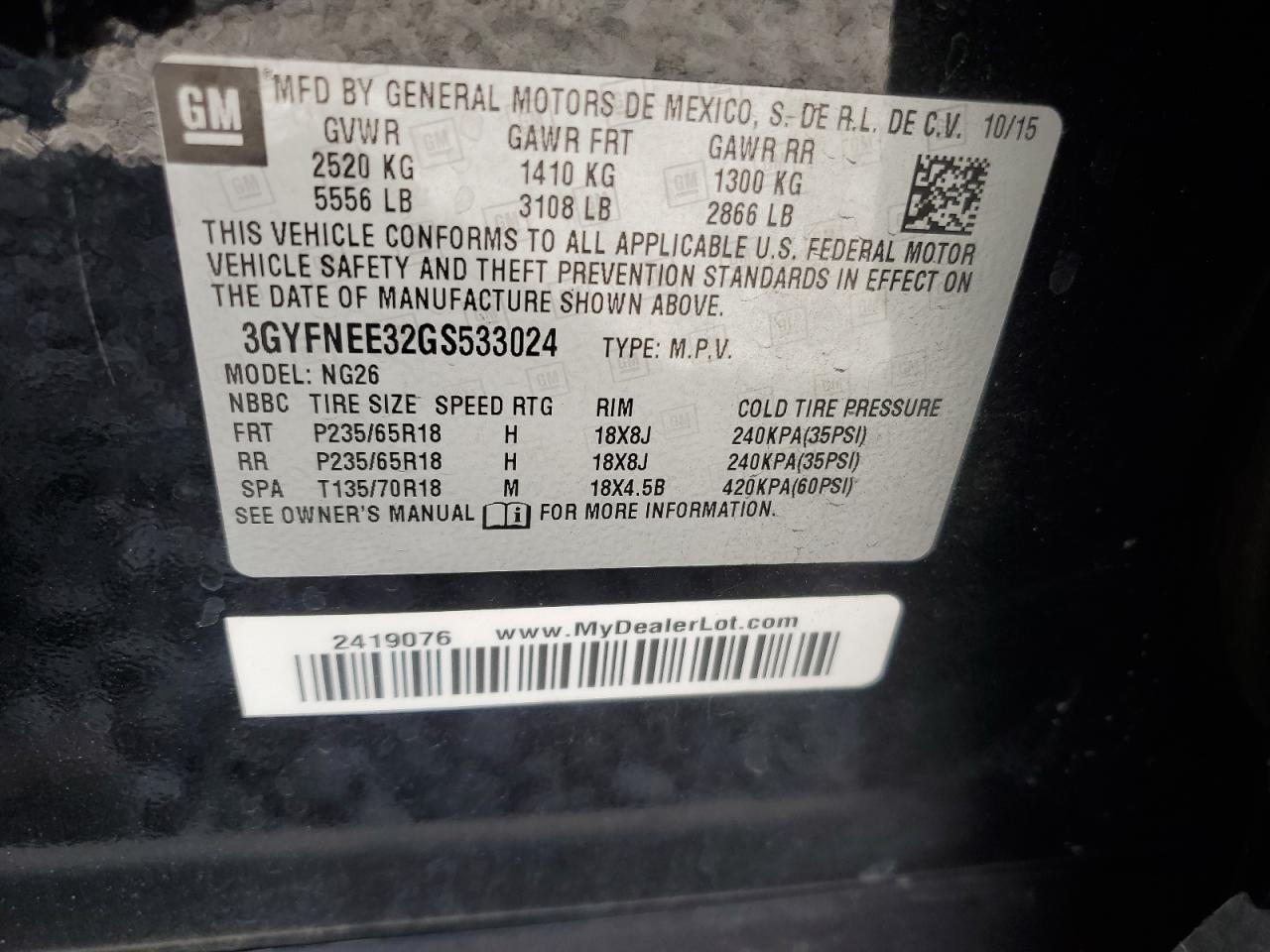 2016 Cadillac Srx Luxury Collection VIN: 3GYFNEE32GS533024 Lot: 69557355