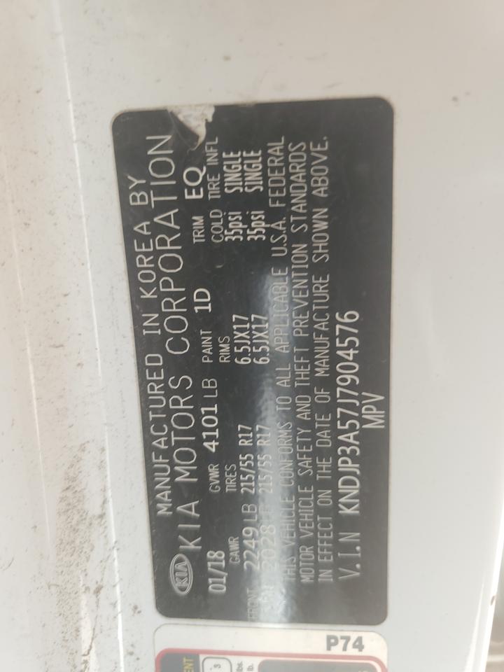 2018 Kia Soul + VIN: KNDJP3A57J7904576 Lot: 69751695