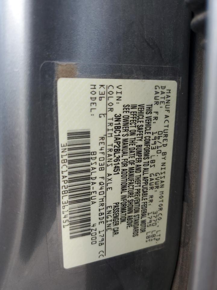 2011 Nissan Versa S VIN: 3N1BC1AP2BL361451 Lot: 67528485