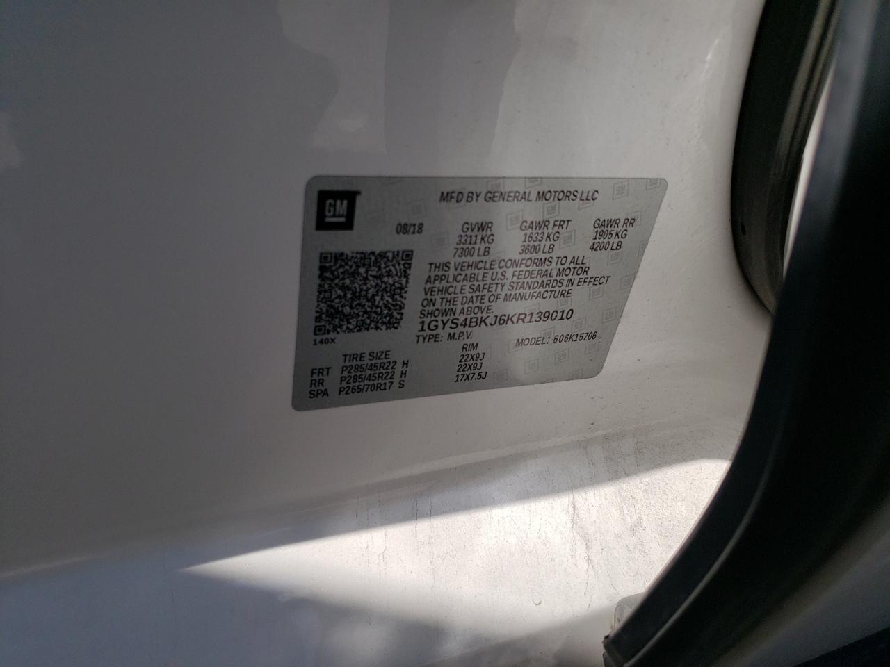 2019 Cadillac Escalade Luxury VIN: 1GYS4BKJ6KR139010 Lot: 70729435