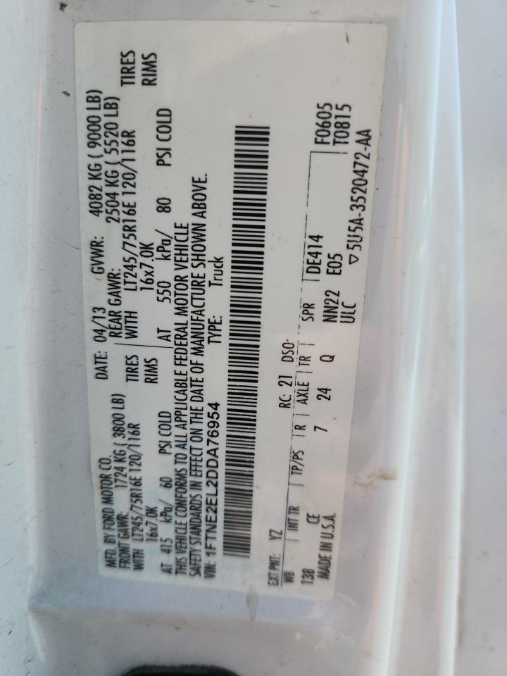 2013 Ford Econoline E250 Van VIN: 1FTNE2EL2DDA76954 Lot: 67921245