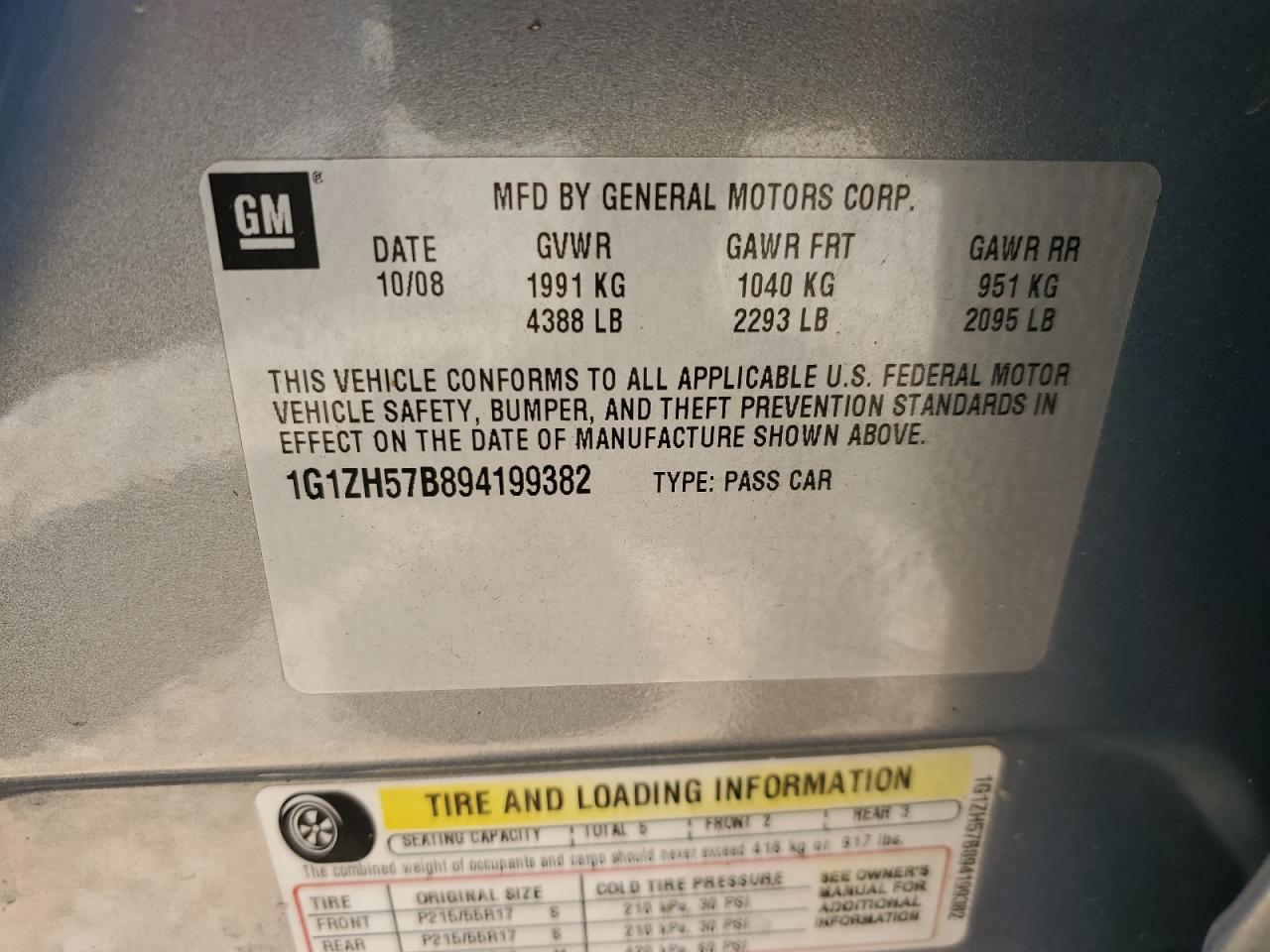 2009 Chevrolet Malibu 1Lt VIN: 1G1ZH57B894199382 Lot: 69209245