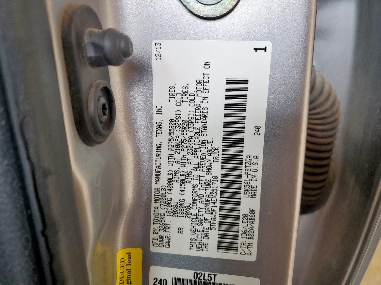 2014 Toyota Tundra Crewmax Platinum VIN: 5TFAW5F14EX351718 Lot: 68664695