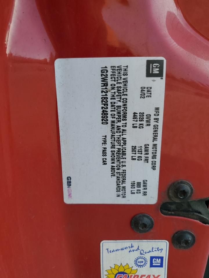 2002 Pontiac Grand Prix Gtp VIN: 1G2WR12182F248920 Lot: 69124355