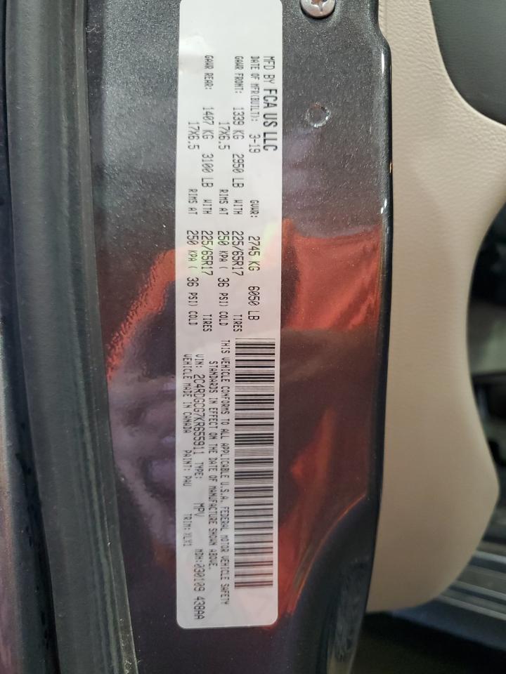 2019 Dodge Grand Caravan Sxt VIN: 2C4RDGCG7KR655911 Lot: 70682395