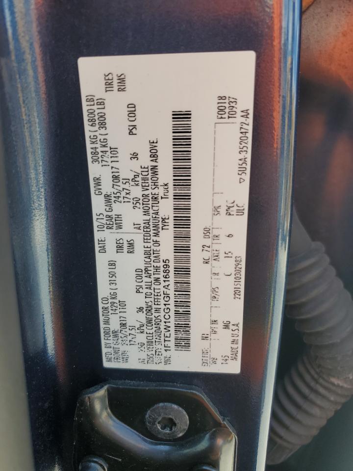 2016 Ford F150 Supercrew VIN: 1FTEW1CG1GFA16895 Lot: 68318785