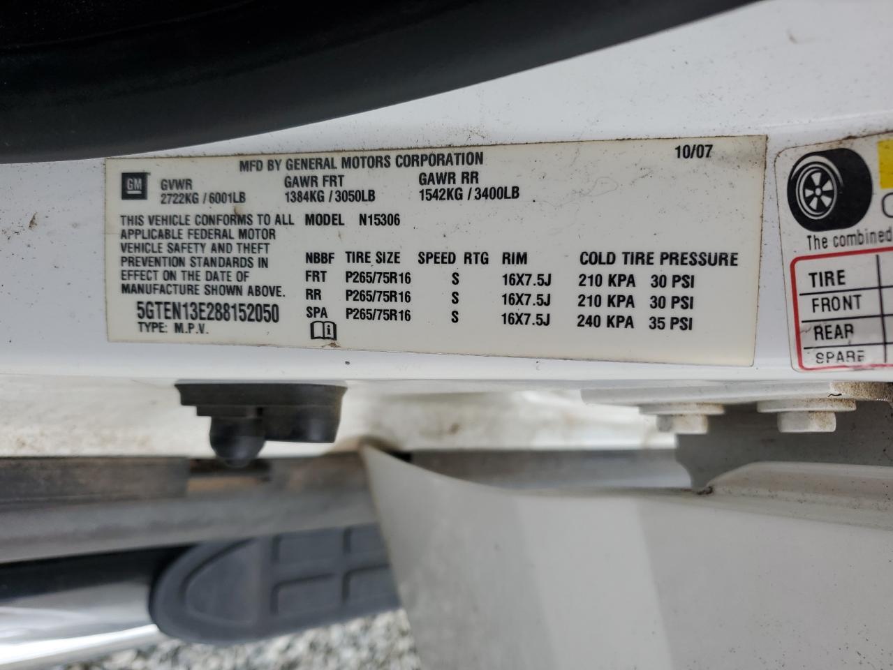 2008 Hummer H3 VIN: 5GTEN13E288152050 Lot: 68179695