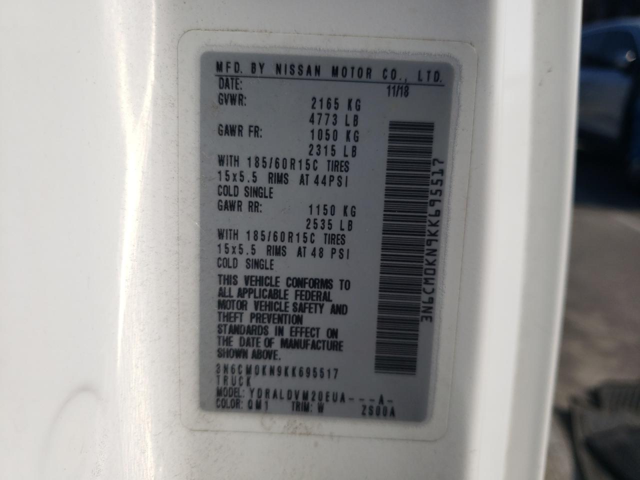 2019 Nissan Nv200 2.5S VIN: 3N6CM0KN9KK695517 Lot: 67599095