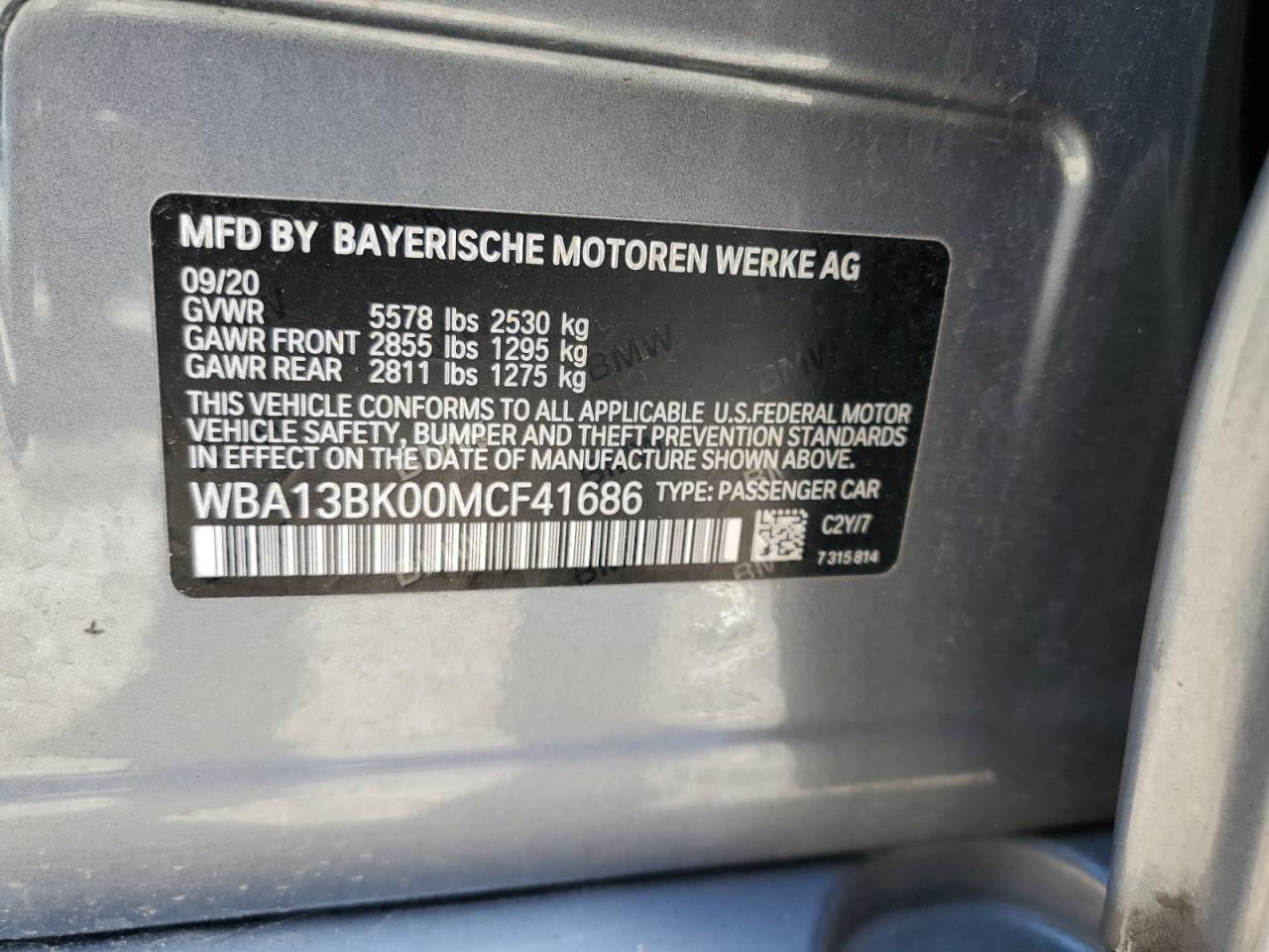 2021 BMW M550Xi VIN: WBA13BK00MCF41686 Lot: 70196325