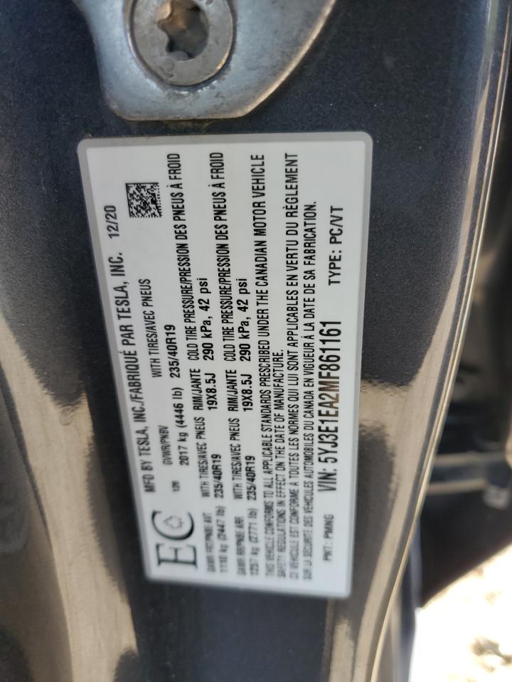 2021 Tesla Model 3 VIN: 5YJ3E1EA2MF861161 Lot: 69243155