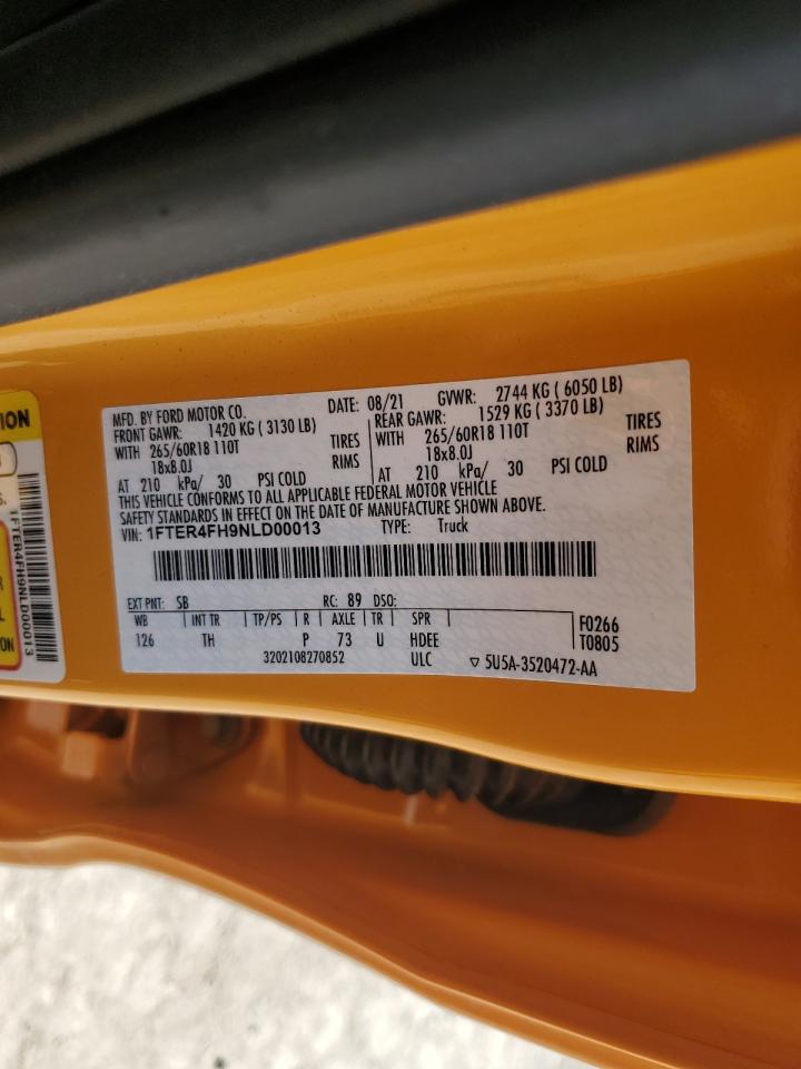 2022 Ford Ranger Xl VIN: 1FTER4FH9NLD00013 Lot: 68228575