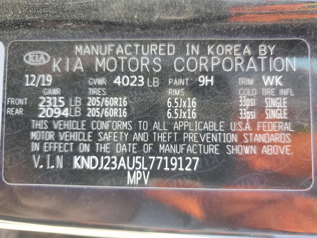 2020 Kia Soul Lx VIN: KNDJ23AU5L7719127 Lot: 68146365