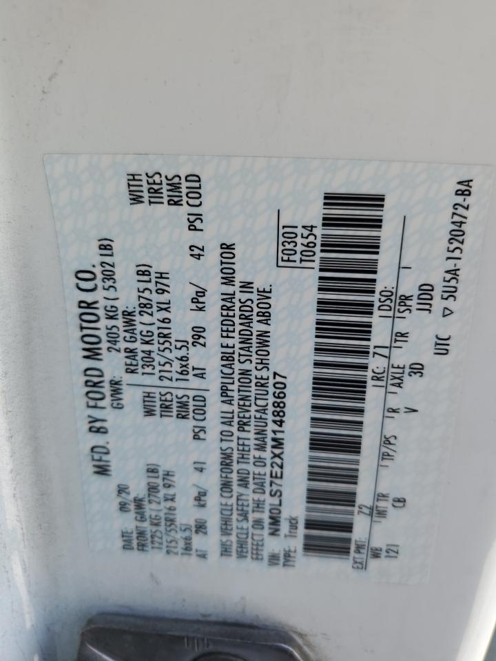 2021 Ford Transit Connect Xl VIN: NM0LS7E2XM148860X Lot: 71250505