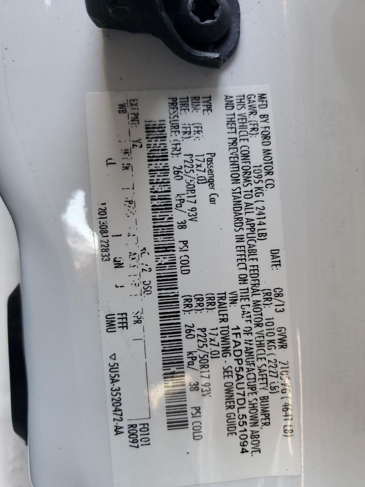 2013 Ford C-Max Se VIN: 1FADP5AU7DL551094 Lot: 69674745