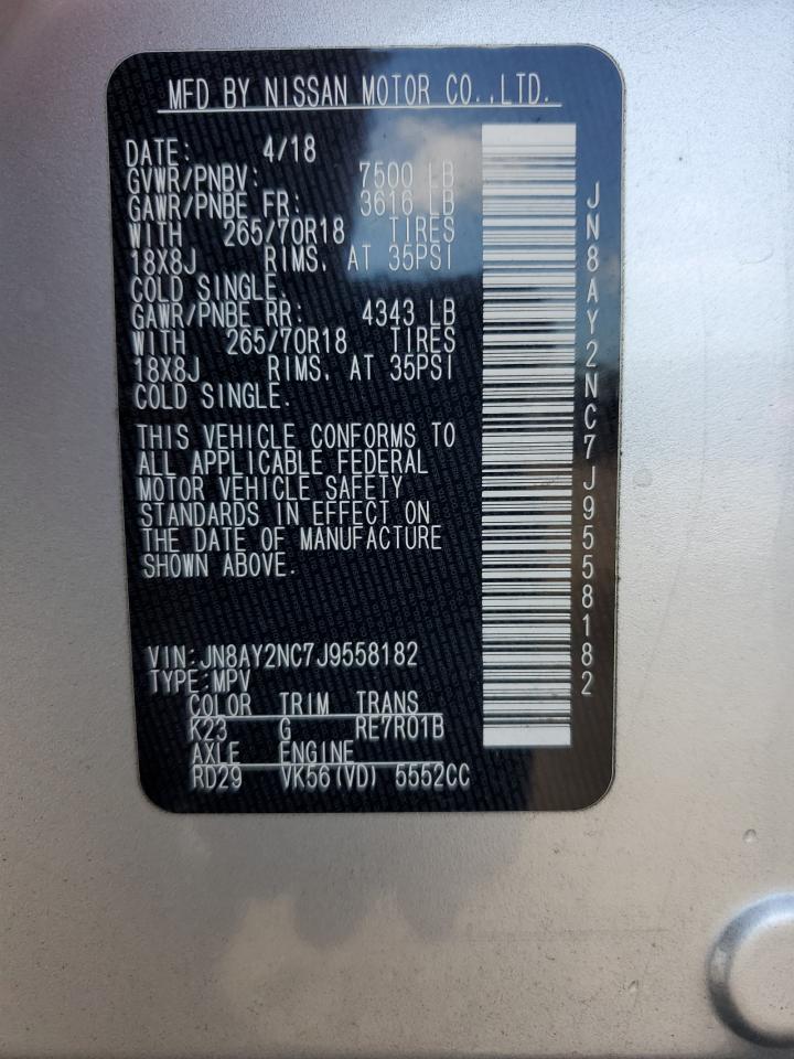 2018 Nissan Armada Sv VIN: JN8AY2NC7J9558182 Lot: 70214365