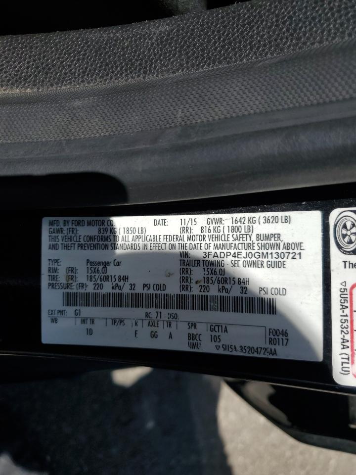 3FADP4EJ0GM130721 2016 Ford Fiesta Se