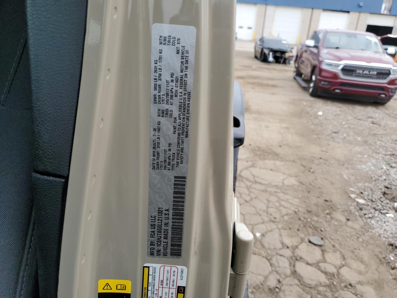 2020 Jeep Gladiator Sport VIN: 1C6HJTAG0LL211321 Lot: 70905415