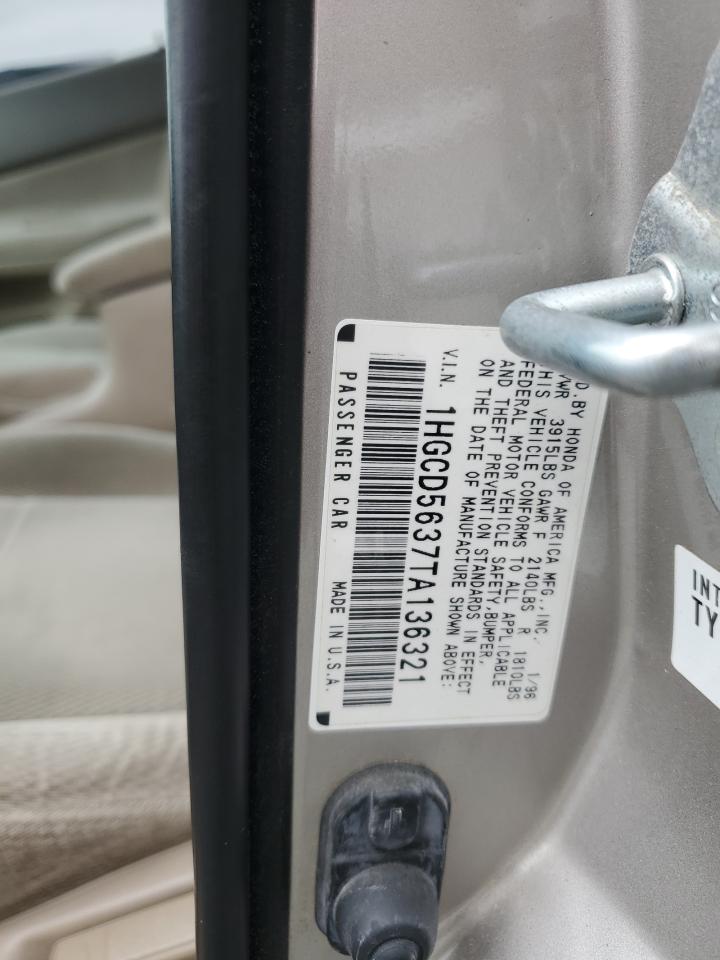 1996 Honda Accord Lx VIN: 1HGCD5637TA136321 Lot: 69426425