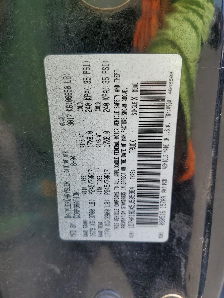 2005 Dodge Ram 1500 St VIN: 1D7HA18DX5J505984 Lot: 70487215
