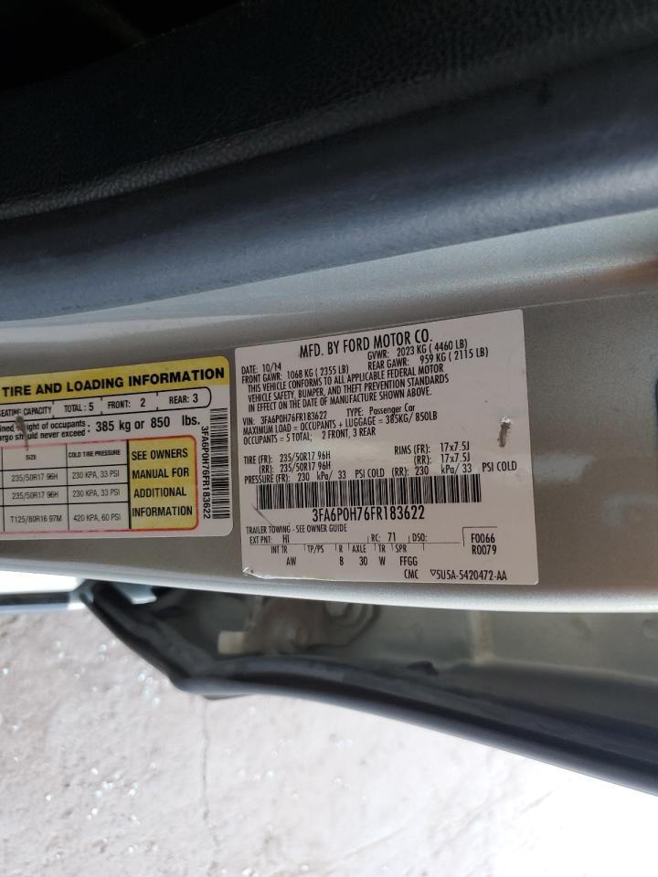 2015 Ford Fusion Se VIN: 3FA6P0H76FR183622 Lot: 67403185