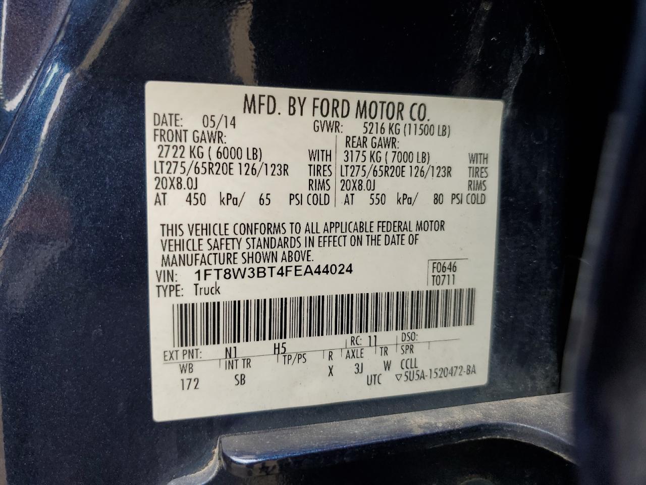 2015 Ford F350 Super Duty VIN: 1FT8W3BT4FEA44024 Lot: 68922665