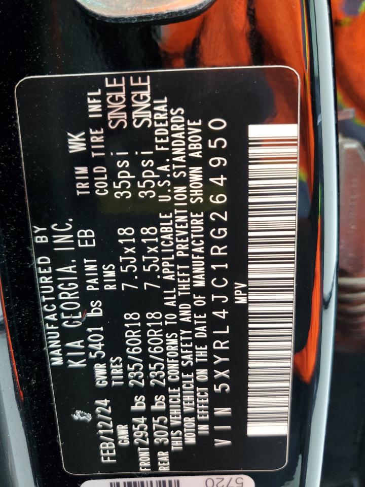 2024 Kia Sorento S VIN: 5XYRL4JC1RG264950 Lot: 69365225