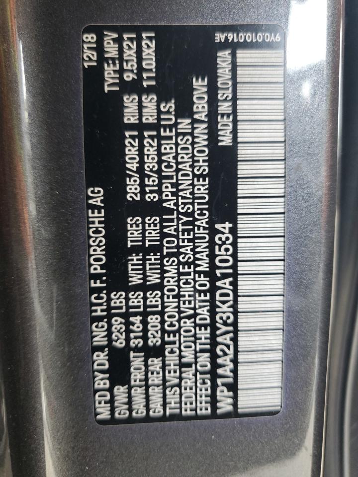 2019 Porsche Cayenne VIN: WP1AA2AY3KDA10534 Lot: 82159835