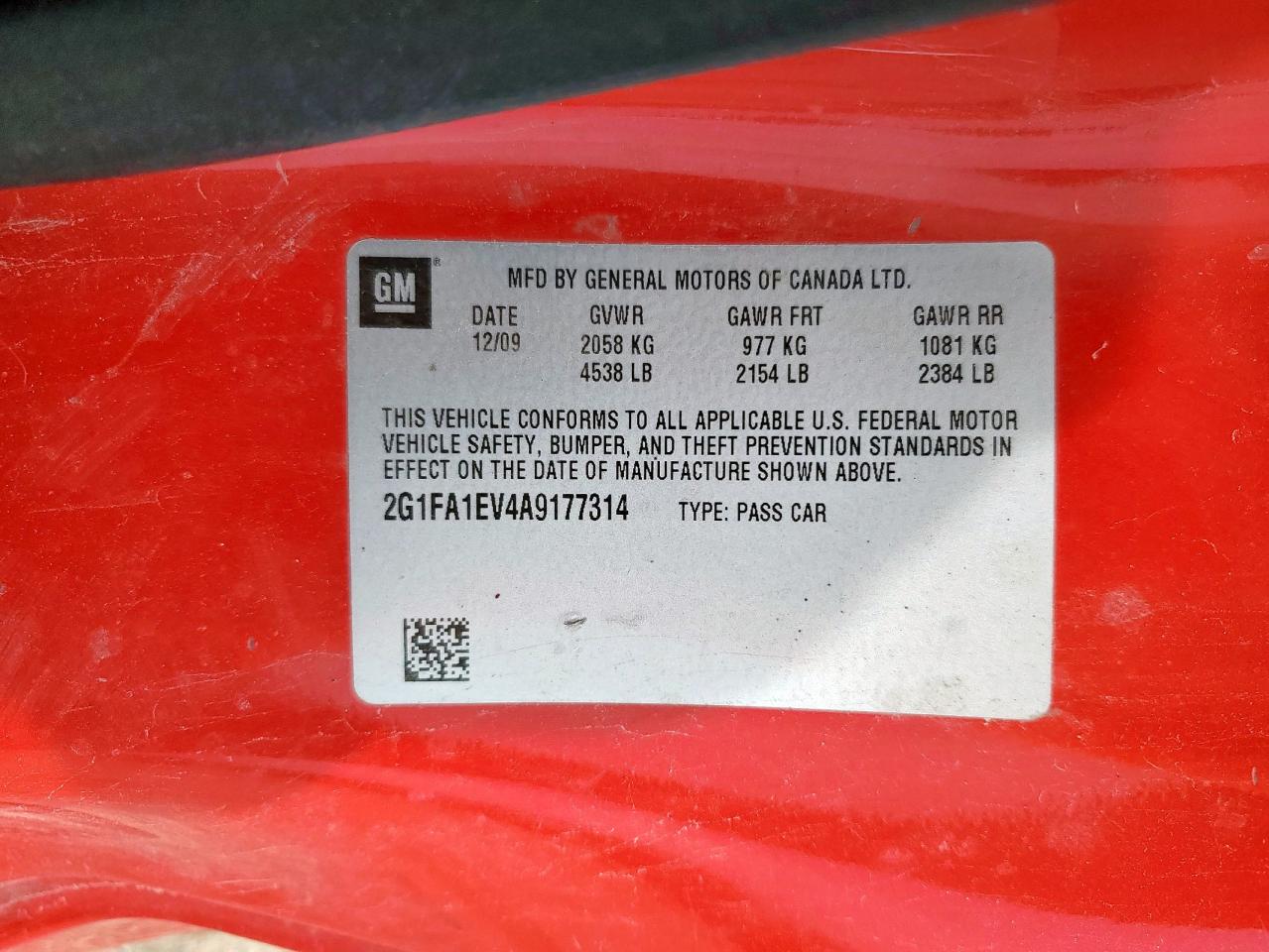 2010 Chevrolet Camaro Ls VIN: 2G1FA1EV4A9177314 Lot: 70189945