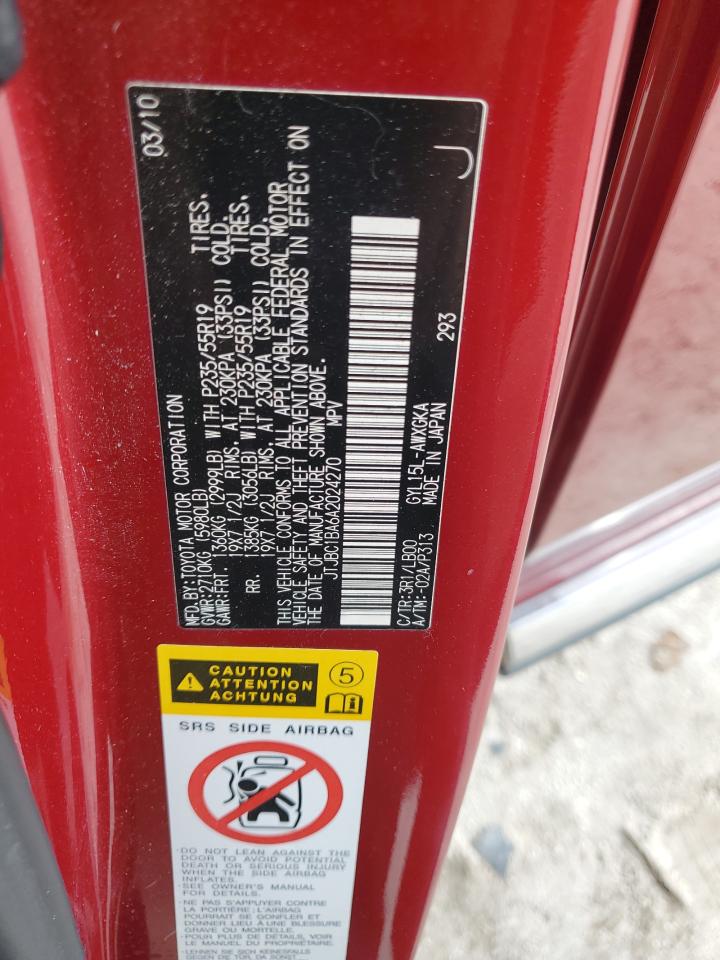 2010 Lexus Rx 450H VIN: JTJBC1BA6A2024270 Lot: 70958425