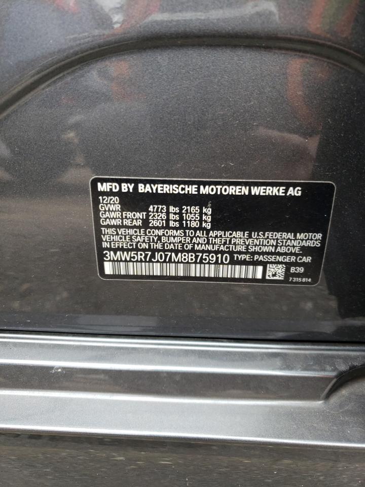 2021 BMW 330Xi VIN: 3MW5R7J07M8B75910 Lot: 86815265