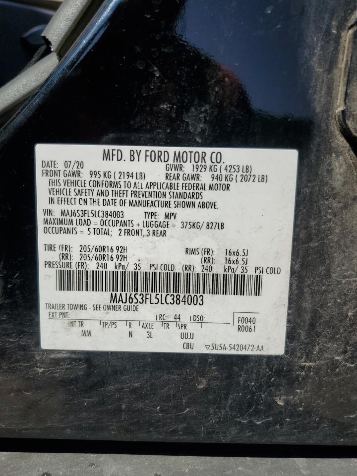 2020 Ford Ecosport S VIN: MAJ6S3FL5LC384003 Lot: 69400015