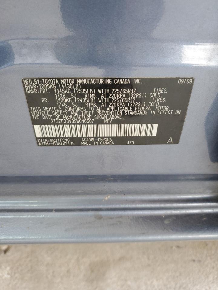 2009 Toyota Rav4 VIN: 2T3ZF33V39W016507 Lot: 66991055