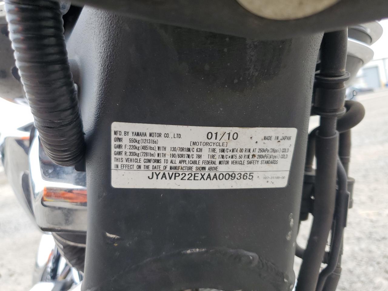 2010 Yamaha Xv1900 Ct VIN: JYAVP22EXAA009365 Lot: 68082645