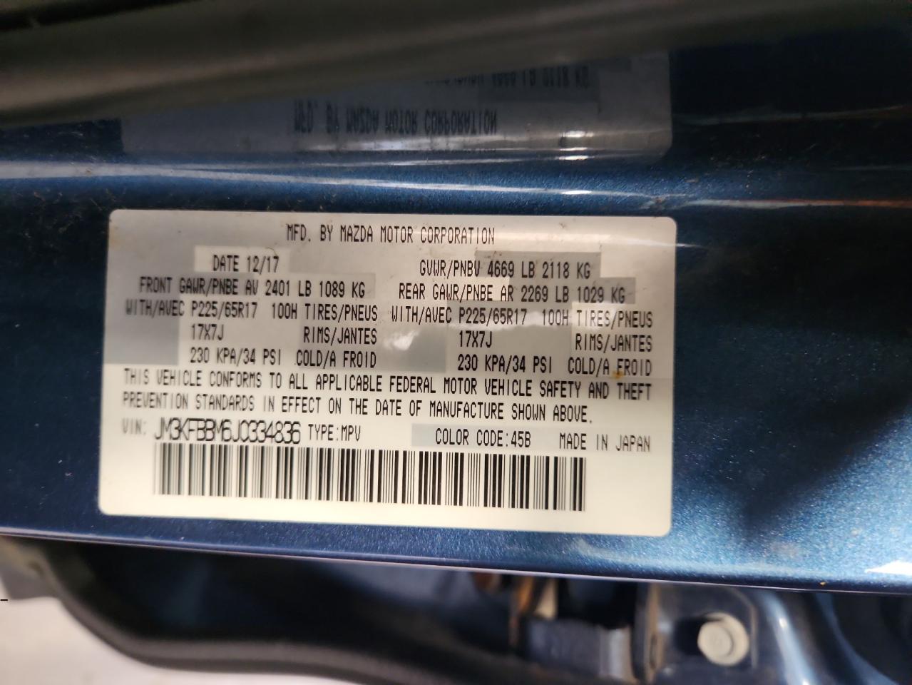 2018 Mazda Cx-5 Sport VIN: JM3KFBBM6J0334836 Lot: 70476545