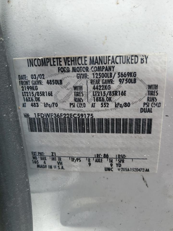 2002 Ford F350 Super Duty VIN: 1FDWF36F22EC59175 Lot: 69412275
