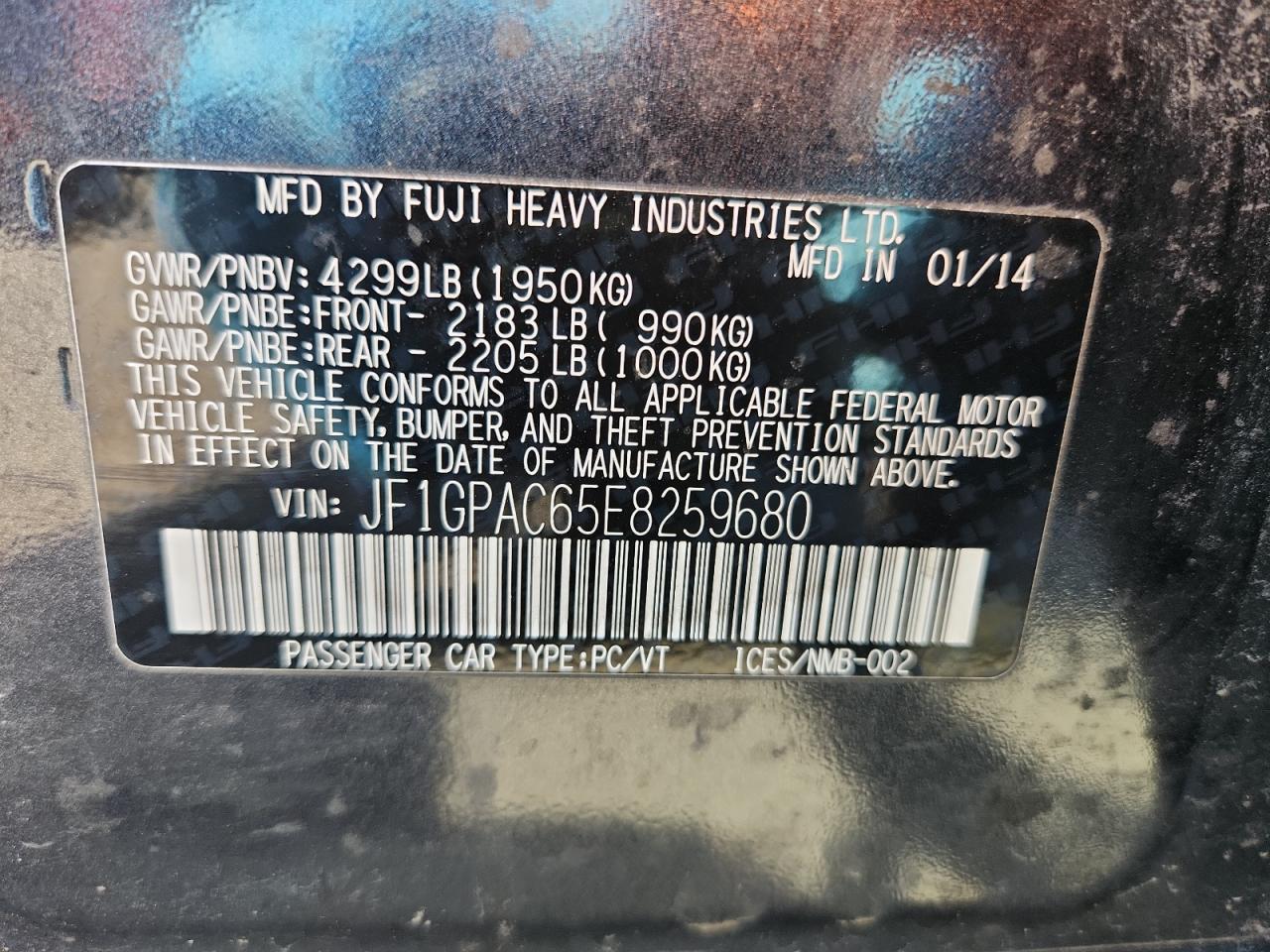 2014 Subaru Impreza Premium VIN: JF1GPAC65E8259680 Lot: 70498165