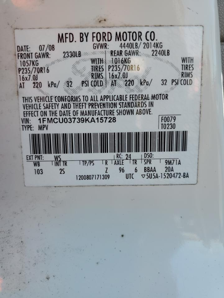 2009 Ford Escape Xlt VIN: 1FMCU03739KA15728 Lot: 67392385