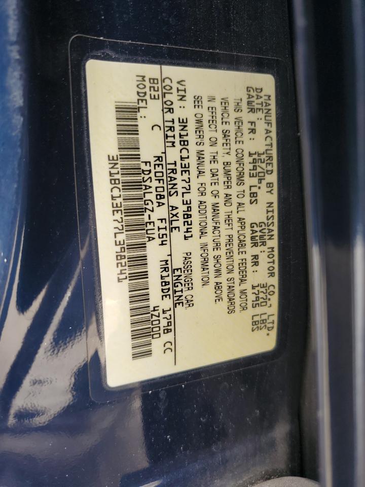 2007 Nissan Versa S VIN: 3N1BC13E77L398241 Lot: 82176285