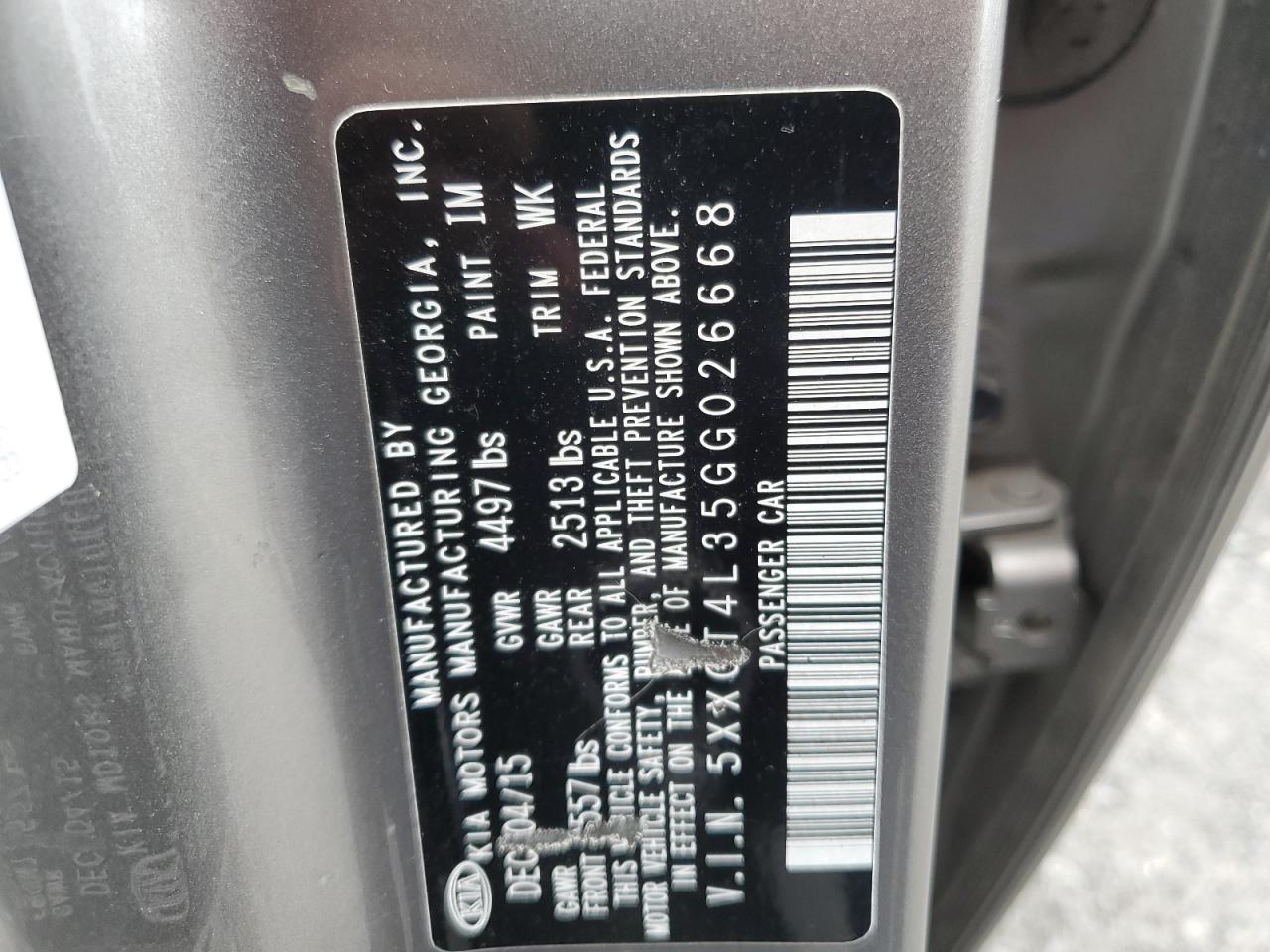 2016 Kia Optima Lx VIN: 5XXGT4L35GG026668 Lot: 67052645
