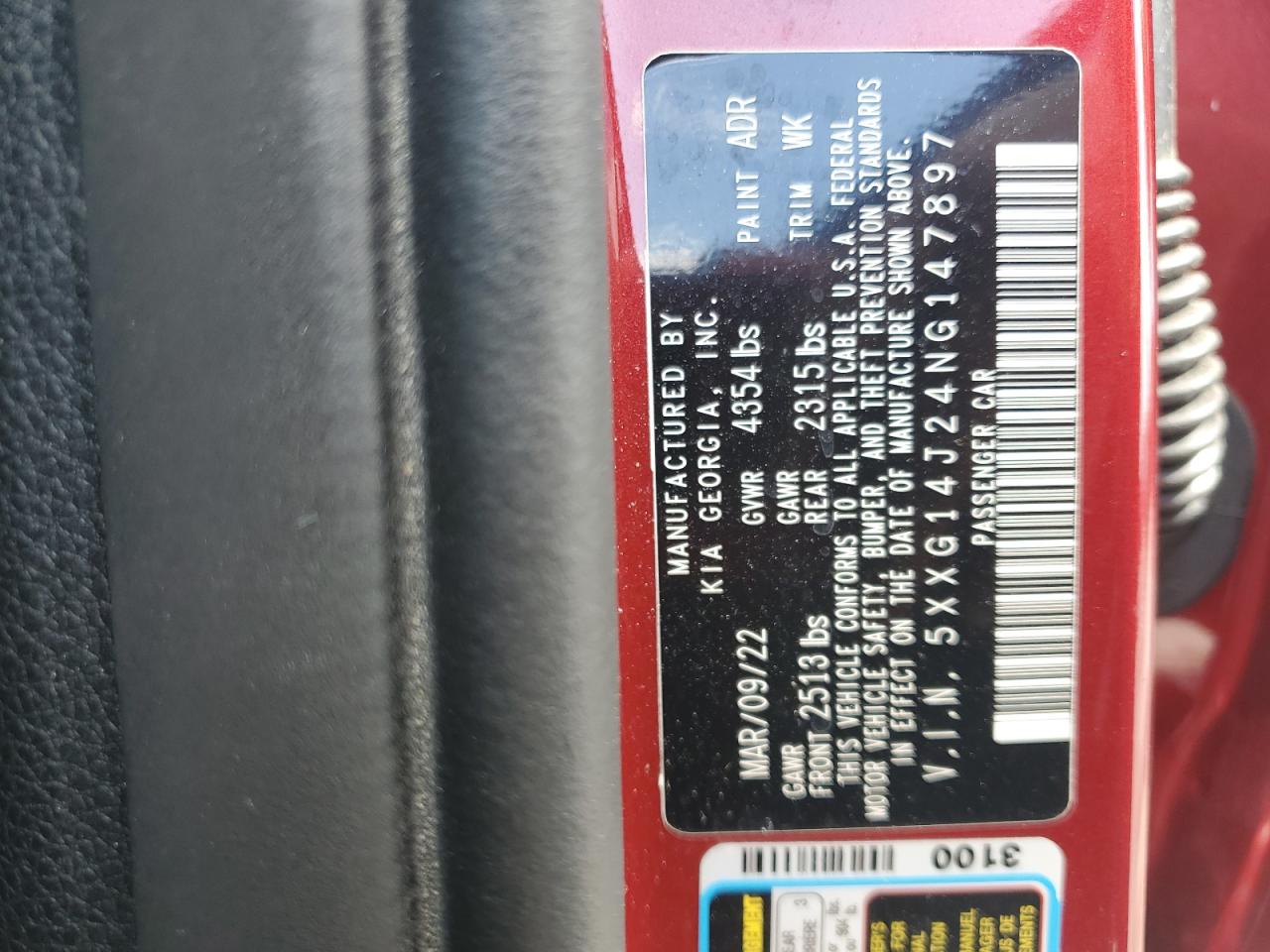 2022 Kia K5 Lxs VIN: 5XXG14J24NG147897 Lot: 68031465