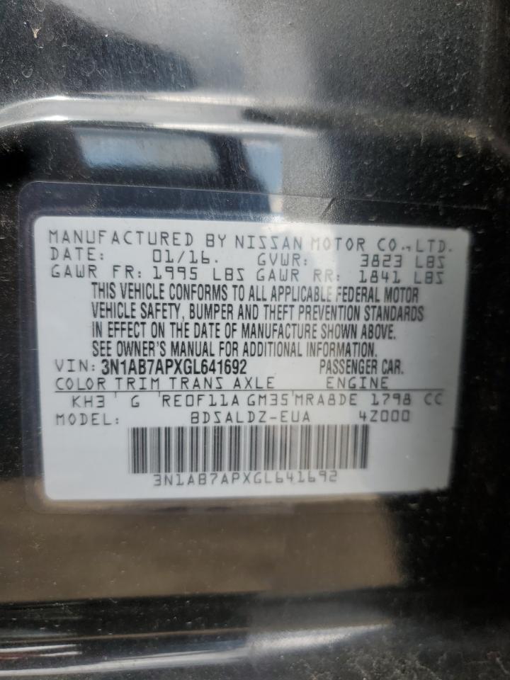 2016 Nissan Sentra S VIN: 3N1AB7APXGL641692 Lot: 70494035