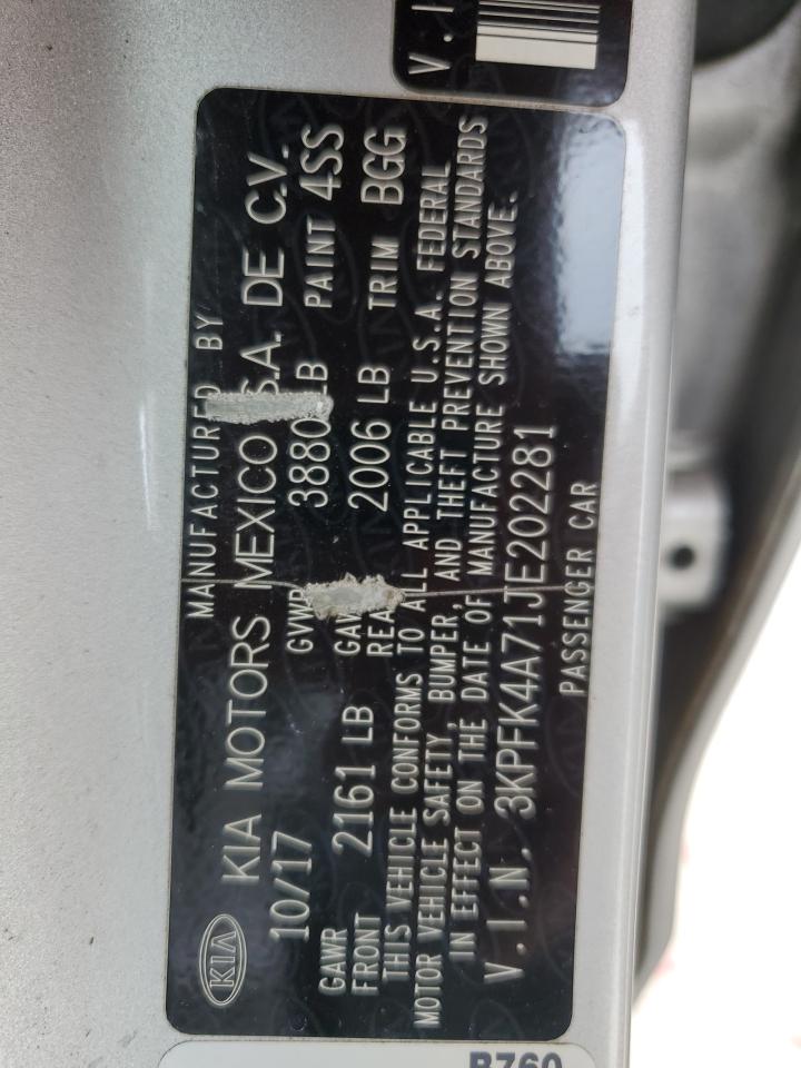 2018 Kia Forte Lx VIN: 3KPFK4A71JE202281 Lot: 70337115