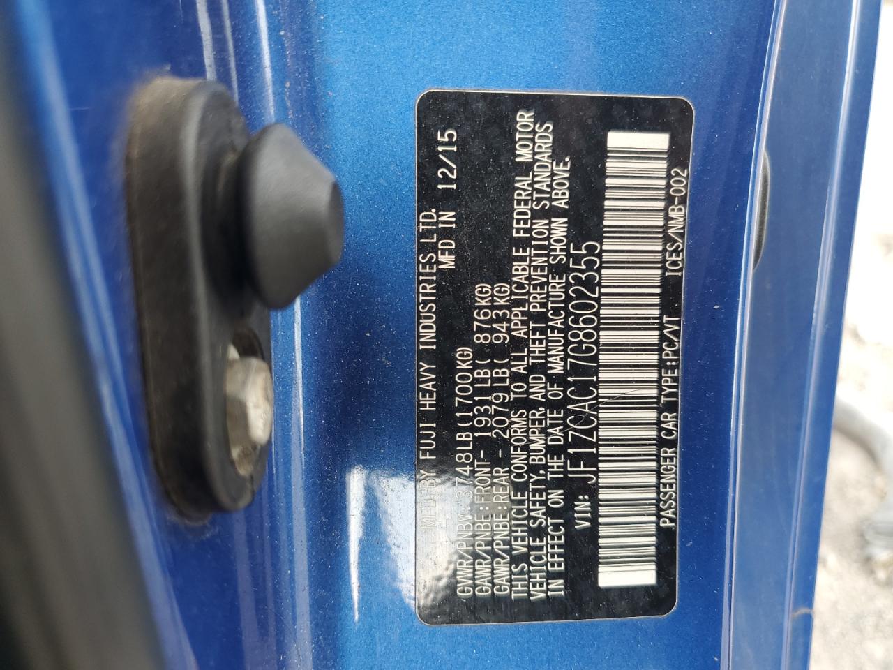 2016 Subaru Brz 2.0 Limited VIN: JF1ZCAC17G8602355 Lot: 67317825