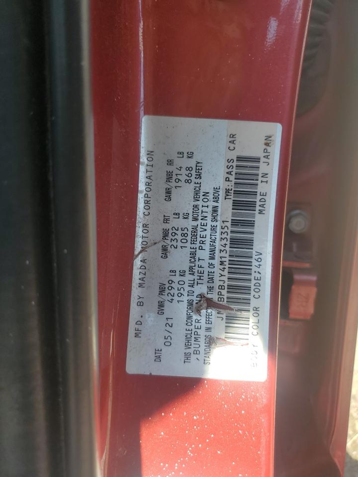 2021 Mazda 3 VIN: JM1BPBJY4M1343351 Lot: 67866445