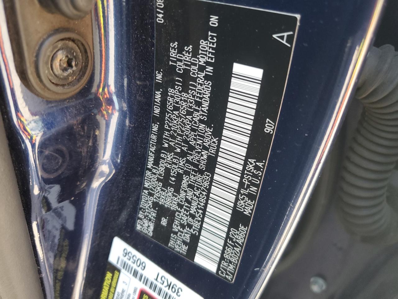 2008 Toyota Tundra Crewmax VIN: 5TBEV54148S479693 Lot: 70495835