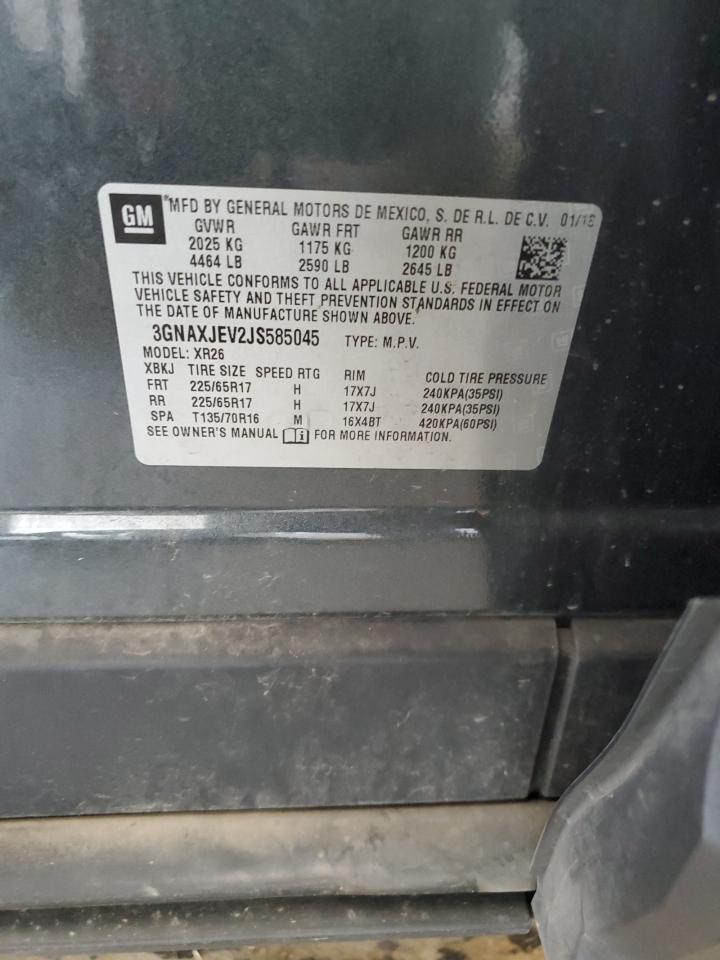 2018 Chevrolet Equinox Lt VIN: 3GNAXJEV2JS585045 Lot: 69656315